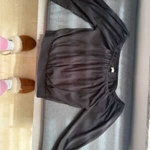 Hollister Black Off-Shoulder Smocked Hem Blouse